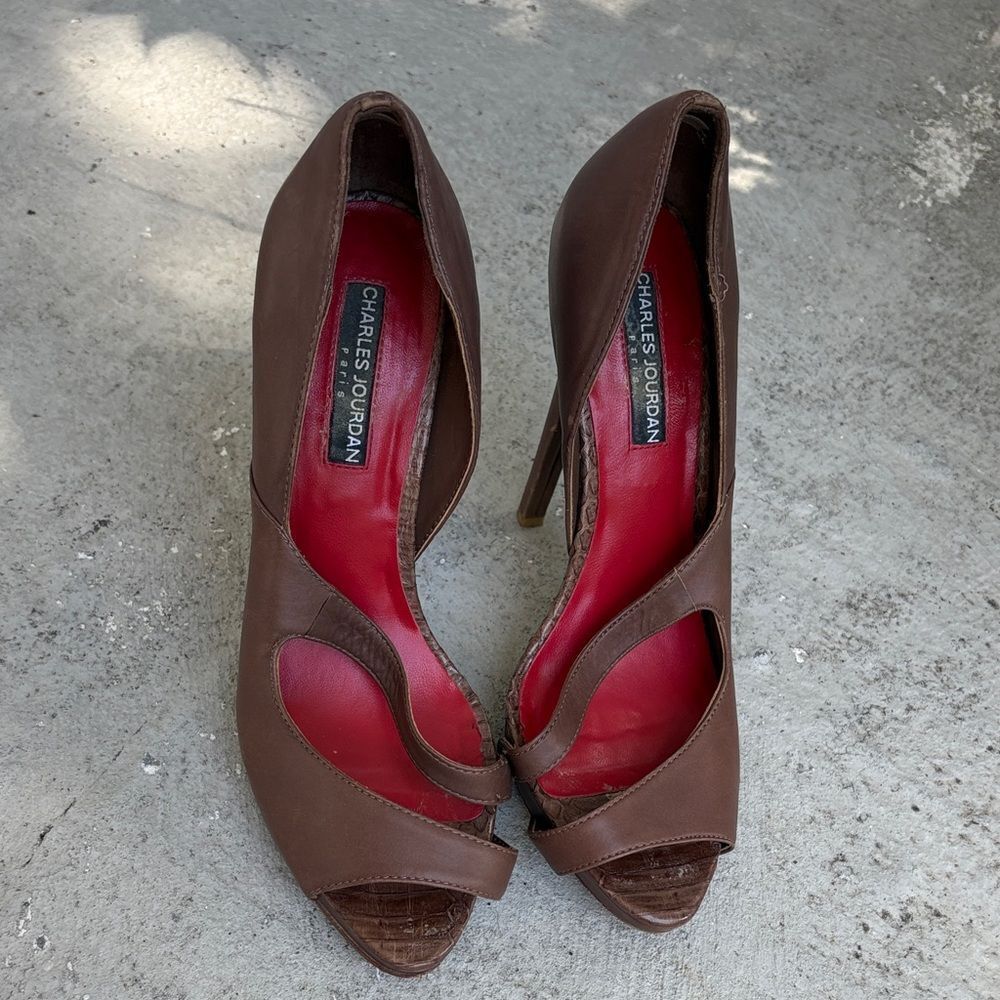 Vintage Charles Jourdan peep toe heels